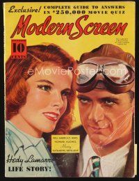 5h098 MODERN SCREEN magazine Nov 1938 art of Katharine Hepburn & Howard Hughes by Earl Christy!