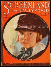 5h076 SCREENLAND magazine April 1923 wonderful art portrait of young Jackie Coogan by Flohri!