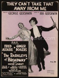 5h240 BARKLEYS OF BROADWAY sheet music '49 Astaire & Rogers, They Can't Take That Away from Me!