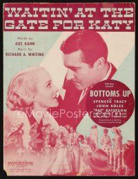 5h243 BOTTOMS UP sheet music '34 Pat Paterson & John Boles, Waitin' at the Gate for Katy!