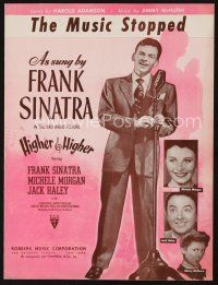 5h263 HIGHER & HIGHER sheet music '43 full-length image of Frank Sinatra, The Music Stopped!