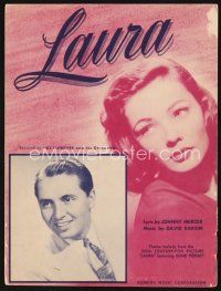 5h270 LAURA sheet music '44 Hal McIntyre, sexy Gene Tierney, Otto Preminger, the title song!