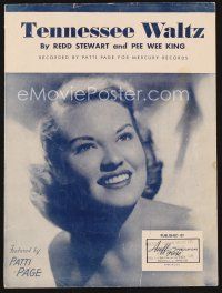 5h289 TENNESSEE WALTZ sheet music '50 by Redd Stewart and Pee Wee King, featured by Patti Page!