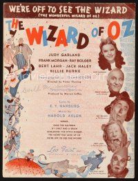 5h295 WIZARD OF OZ sheet music '39 artwork & photos of top stars, We're Off to See the Wizard!