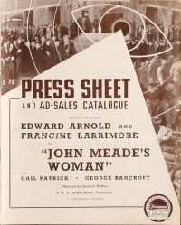5h343 JOHN MEADE'S WOMAN English pressbook '37 Edward Arnold & pretty Francine Larrimore!
