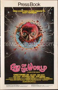 5h329 END OF THE WORLD pressbook '77 wild image of strange creature emerging from the Earth!