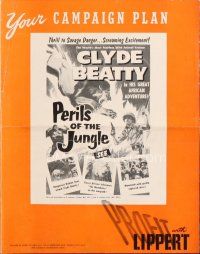 5h371 PERILS OF THE JUNGLE pressbook '53 Clyde Beatty in his great African adventure!