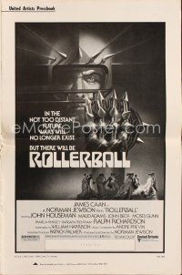 5h379 ROLLERBALL pressbook '75 James Caan in a future where war does not exist!