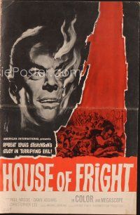 5h398 TWO FACES OF DR. JEKYLL pressbook '61 Jekyll's Inferno, burning face art, House of Fright!