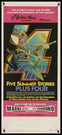 5j101 FIVE SUMMER STORIES PLUS FOUR Aust daybill '72 really cool surfing artwork by Rick Griffin!