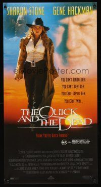5j112 QUICK & THE DEAD Aust daybill '95 Sharon Stone & super close up of Gene Hackman!