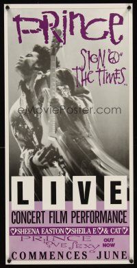 5j116 SIGN 'O' THE TIMES advance Aust daybill '87 rock & roll, great image of Prince with guitar!