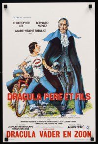 5j370 DRACULA & SON Belgian '76 wacky art of Christopher Lee & his vampire son by Berry!
