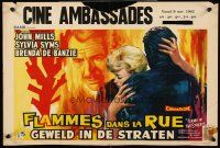 5j377 FLAME IN THE STREETS Belgian '61 John Mills, Sylvia Syms, interracial romance!