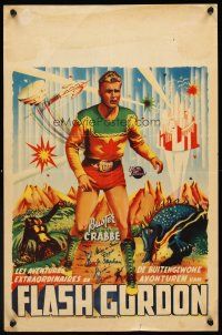5j378 FLASH GORDON Belgian '40s Bos art of Buster Crabbe in title role, best serial ever!