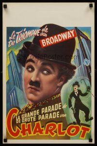 5j407 LA GRANDE PARADE DE CHARLOT Belgian '60s art of classic Charlie Chaplin in hat!