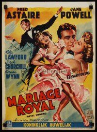 5j443 ROYAL WEDDING Belgian '51 great artwork of dancing Fred Astaire & sexy Jane Powell!