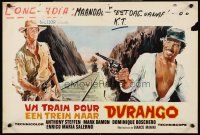 5j466 TRAIN FOR DURANGO Belgian '73 action art of stars with guns on railroad tracks!