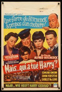 5j467 TROUBLE WITH HARRY Belgian '55 Alfred Hitchcock, Edmund Gwenn, Forsythe & Shirley MacLaine!