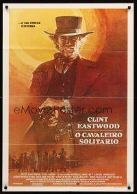 5j014 PALE RIDER Brazilian '85 great artwork of cowboy Clint Eastwood firing gun!