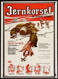 5j510 CROSS OF IRON Danish '77 Sam Peckinpah, art of fallen World War II Nazi soldier!