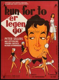 5j582 ONLY TWO CAN PLAY Danish '62 Lundvald art of Peter Sellers & sexy women, Mai Zetterling!