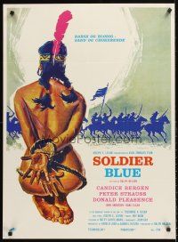 5j604 SOLDIER BLUE Danish '70 wild artwork of naked & bound Native American woman!