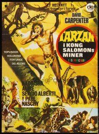 5j609 TARZAN IN KING SOLOMON'S MINES Danish '73 Hermida art of David Carpenter in the title role!