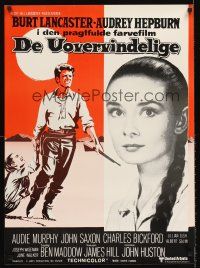 5j622 UNFORGIVEN Danish R70s Burt Lancaster, Audrey Hepburn, directed by John Huston!