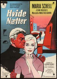 5j631 WHITE NIGHTS Danish '57 Luchino Visconti, Maria Schell, Marcello Mastroianni!
