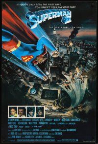 5j064 SUPERMAN II English 1sh '81 Christopher Reeve, Terence Stamp, great Gouzee art over NYC!