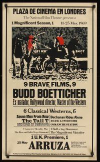 5j065 9 BRAVE FILMS OF BUDD BOETTICHER English double crown '69 cool bullfight style design!