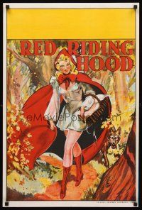 5j079 RED RIDING HOOD stage play English double crown '30s stone litho art of sexy Red!