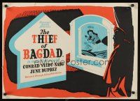 5j087 THIEF OF BAGDAD English double crown R50s Conrad Veidt, June Duprez, cool silkscreen art!