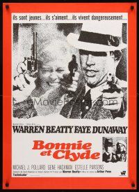 5j654 BONNIE & CLYDE French 23x32 R80s notorious crime duo Warren Beatty & Faye Dunaway!