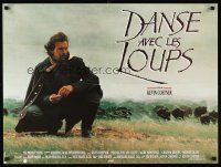 5j666 DANCES WITH WOLVES French 23x32 '91 cool image of Kevin Costner & buffalo!