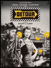 5j668 DETOUR French 23x32 '90 cool art of Tom Neal & Ann Savage, classic Edgar Ulmer film noir!