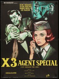 5j692 HOT ENOUGH FOR JUNE French 23x32 '65 English Agent 008 3/4, cool art of Bogarde & Koscina!