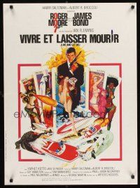 5j709 LIVE & LET DIE French 23x32 R80s art of Roger Moore as James Bond by Robert McGinnis!