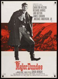 5j712 MAJOR DUNDEE French 23x32 '65 Sam Peckinpah, full-length Charlton Heston, Civil War!