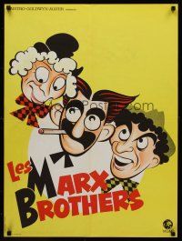 5j713 MARX BROTHERS French 23x32 '70s great Hirschfeld art of Groucho, Harpo & Chico!