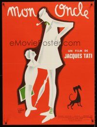 5j716 MON ONCLE French 23x32 R70s Jacques Tati as My Uncle, Mr. Hulot, great Etaix art!