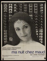 5j719 MY NIGHT AT MAUD'S French 23x32 '69 Rohmer's Ma nuit chez Maud, Marie-Christine Barrault!