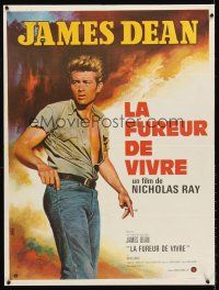 5j738 REBEL WITHOUT A CAUSE French 23x32 R70s Nicholas Ray, different art of James Dean by Mascii!