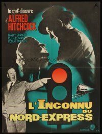 5j756 STRANGERS ON A TRAIN French 23x32 R50s Hitchcock, Granger & Walker in double murder pact!