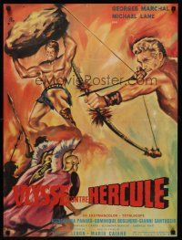 5j768 ULYSSES AGAINST HERCULES French 23x32 '61 cool Oklay art of top stars fighting!