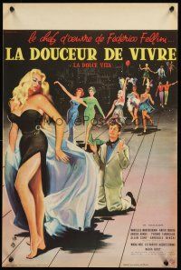 5j794 LA DOLCE VITA French 15x21 '61 Federico Fellini, Mastroianni, sexy Ekberg by Yves Thos!