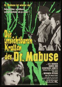 5j285 INVISIBLE DR MABUSE German '62 Die unsichtbaren Krallen des Dr. Mabuse, Lex Barker