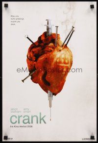 5j263 CRANK teaser German 12x19 '06 Jason Statham, wild image of abused heart!