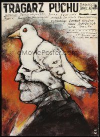 5j213 WARSZAWA ANNEE 5703 Polish 27x38 '92 surreal Andrzej Pagowski art of man wearing bird-mask!